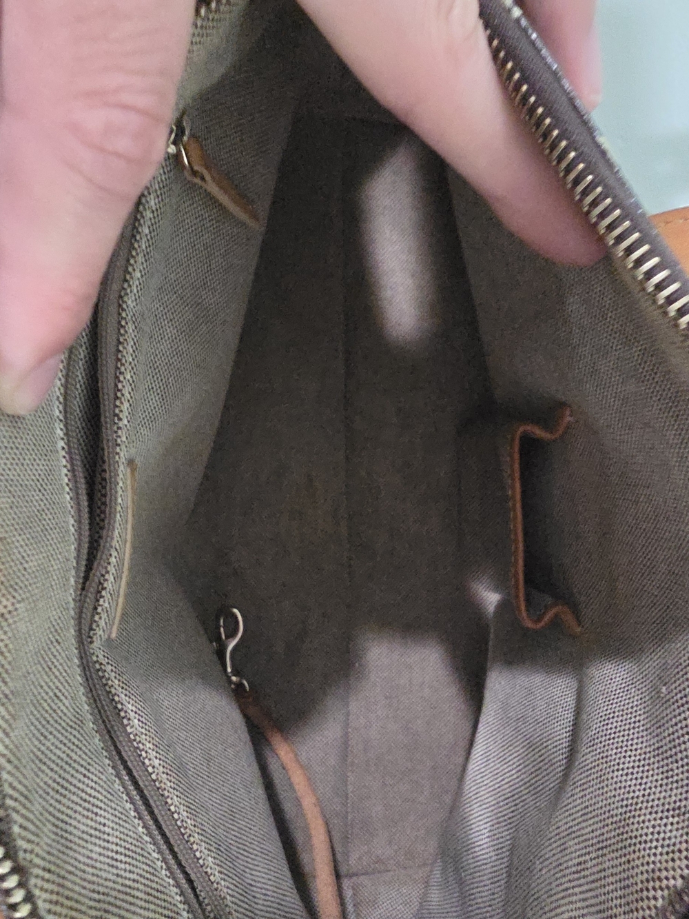 Dooney & Bourke Brown Logo Satchel with Tan Leather Accents and Accessories - Picture 2 of 2